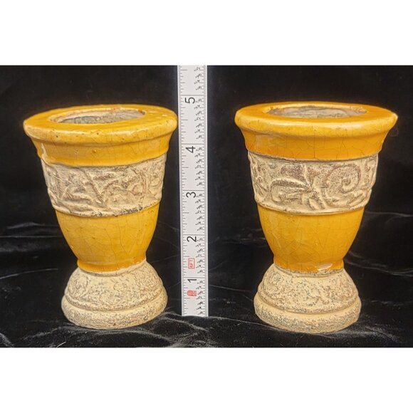 Vintage Chalice Candle Holders with a Greek Key Pattern - Picture 9 of 16